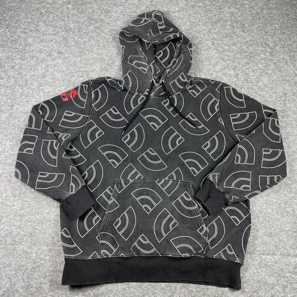 The North Face Hoodie Mens XXL Black Peak Season 2023 All Over Print AOP